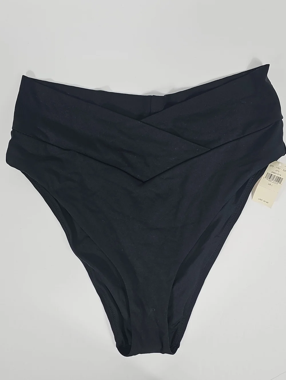 NWT OFFLINE by Aerie Real Me Black Crossover Cheeky Bikini Bottom L Vacation
